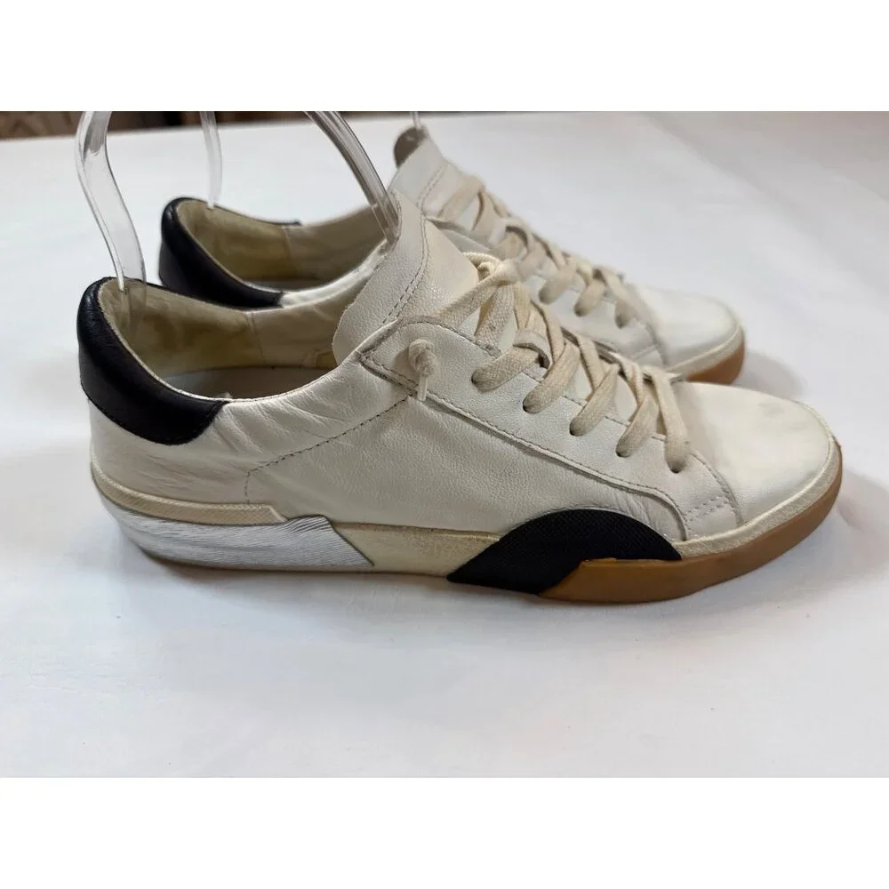 Dolce Vita Womens Leather Sneakers Black White Low Top Lace-Up 8.5